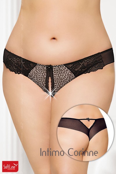 Softline - Tanga in microrete e pizzo - maculato. Softline - Tanga in microrete e pizzo - maculato.