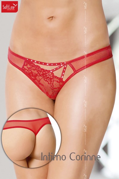 Softline - Slip con taglio asimmetrico e strass. Rosso. Softline - Slip con taglio asimmetrico e strass. Rosso.