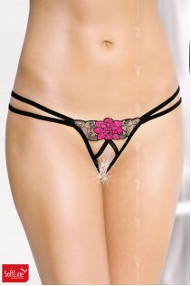 Softline - Slip aperto con rosa ricamata. Softline - Slip aperto con rosa ricamata.