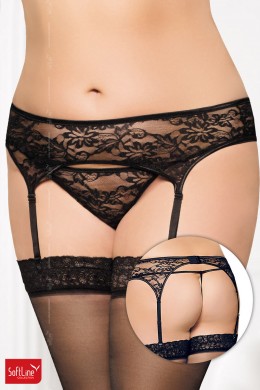 Softline - Reggicalze e perizoma in tulle ricamato. Nero Softline - Reggicalze e perizoma in tulle ricamato. Nero