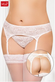 Softline - Reggicalze e perizoma in tulle ricamato. Bianco Softline - Reggicalze e perizoma in tulle ricamato. Bianco