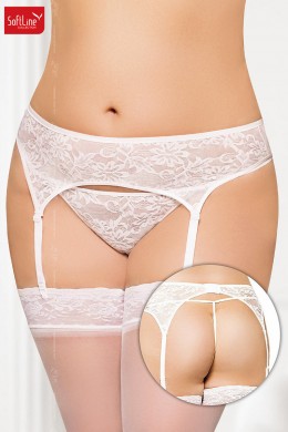 Softline - Reggicalze e perizoma in tulle ricamato. Bianco Softline - Reggicalze e perizoma in tulle ricamato. Bianco