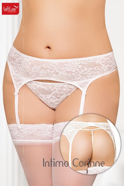 Softline - Reggicalze e perizoma in tulle ricamato. Bianco Softline - Reggicalze e perizoma in tulle ricamato. Bianco