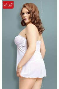 Tanya - Babydoll in tulle e pizzo con perizoma. Bianco Tanya - Babydoll in tulle e pizzo con perizoma. Bianco