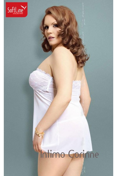 Tanya - Babydoll in tulle e pizzo con perizoma. Bianco Tanya - Babydoll in tulle e pizzo con perizoma. Bianco