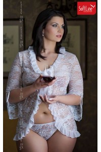 Emilie - Vestaglia corta in pizzo floreale. Bianco Emilie - Vestaglia corta in pizzo floreale. Bianco