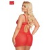 Chemise ALDONA in tulle e pizzo. Rosso. Plus size