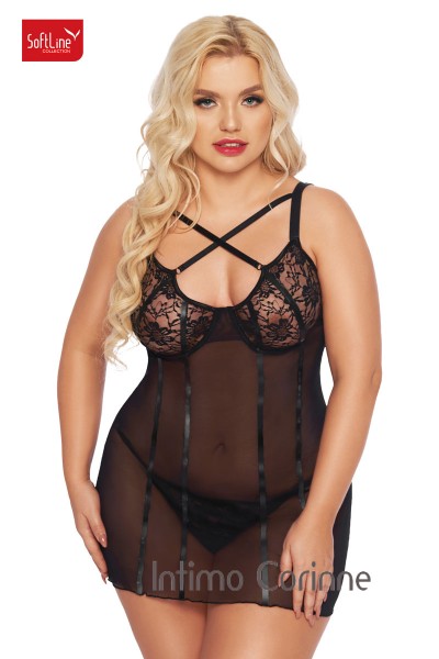 Chemise CORNELIA in tulle e pizzo. Plus size Chemise CORNELIA in tulle e pizzo. Plus size