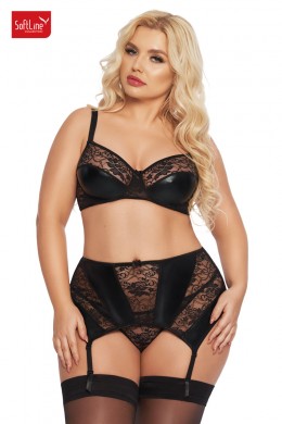 Intimo 3 pezzi JOANA in tessuto lucido e pizzo. Plus Size Intimo 3 pezzi JOANA in tessuto lucido e pizzo. Plus Size