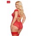 Body DORA in tulle e pizzo con coppe e cavallo aperti. Rosso Body DORA in tulle e pizzo con coppe e cavallo aperti. Rosso