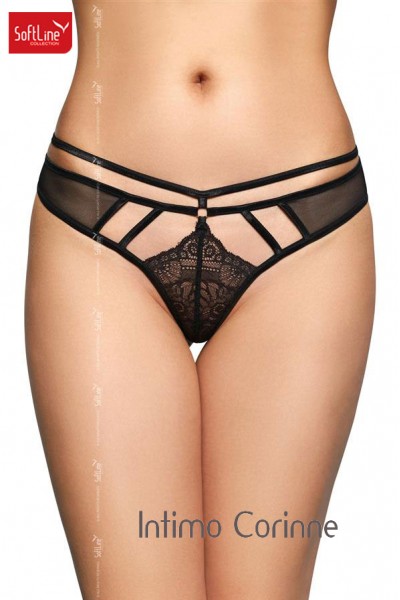 Tanga nero in pizzo e tulle con aperture. Tanga nero in pizzo e tulle con aperture.