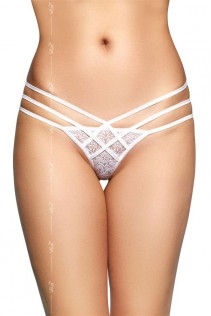 Tanga bianco in pizzo con tre fianchetti incrociati. Tanga bianco in pizzo con tre fianchetti incrociati.