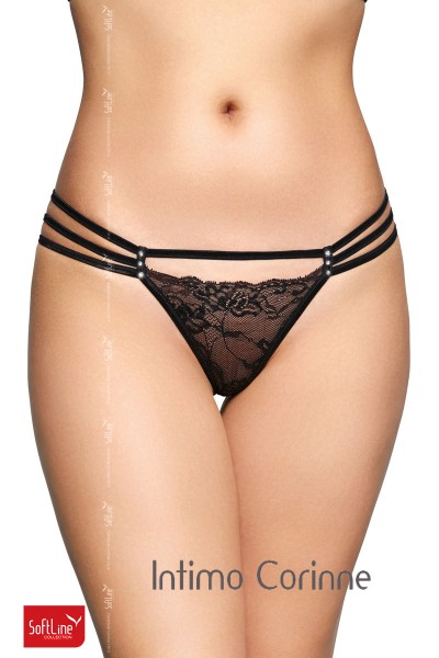 Tanga nero in pizzo con triplo fianchetto. Tanga nero in pizzo con triplo fianchetto.