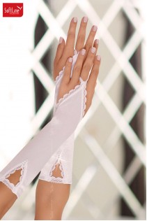 Softline - Guanti infradito con pizzo e strass. Bianco Softline - Guanti infradito con pizzo e strass. Bianco