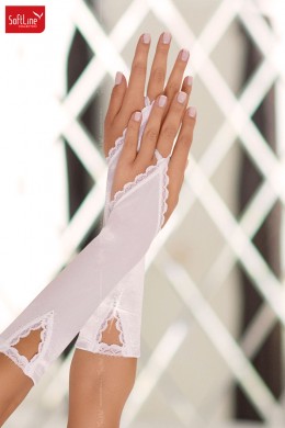 Softline - Guanti infradito con pizzo e strass. Bianco Softline - Guanti infradito con pizzo e strass. Bianco
