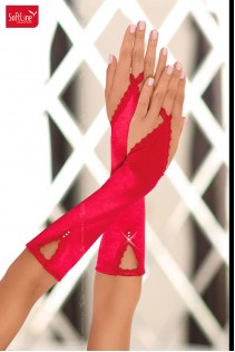 Softline - Guanti infradito con pizzo e strass. Rosso Softline - Guanti infradito con pizzo e strass. Rosso