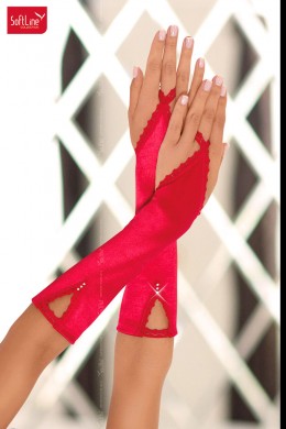 Softline - Guanti infradito con pizzo e strass. Rosso Softline - Guanti infradito con pizzo e strass. Rosso