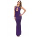 Abito lungo con scollo profondo e decorazioni sulla schiena. Viola