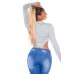 Body grigio a vita alta con maniche lunghe. Body grigio a vita alta con maniche lunghe.
