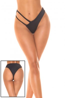 Slip bikini brasiliana con doppio fianchetto su un lato. NERO Slip bikini brasiliana con doppio fianchetto su un lato. NERO
