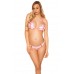 Bikini bianco e rosa a righe con bottoni decorativi
