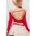Maglia Rossa con Dettagli in Pelliccia Sintetica