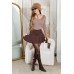 Maglia Color Cappuccino con Scollo a V e Collarino da Legare