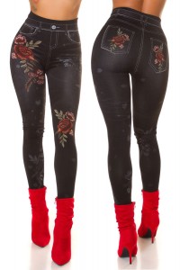 eggings Jeanslook con stampa floreale. NERO eggings Jeanslook con stampa floreale. NERO