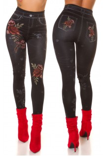 eggings Jeanslook con stampa floreale. NERO eggings Jeanslook con stampa floreale. NERO