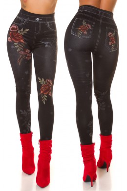 eggings Jeanslook con stampa floreale. NERO eggings Jeanslook con stampa floreale. NERO