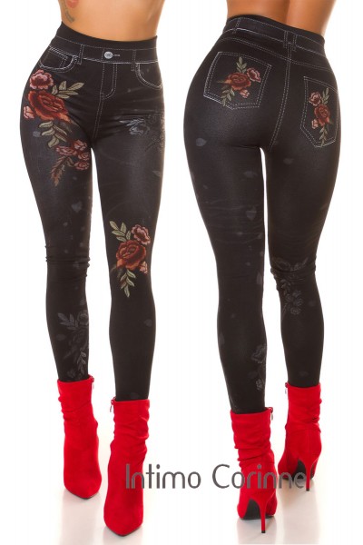 eggings Jeanslook con stampa floreale. NERO eggings Jeanslook con stampa floreale. NERO