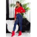 Leggings Jeanslook con stampa floreale. BLU Leggings Jeanslook con stampa floreale. BLU