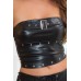Top a fascia in similpelle con borchie e fibbia. Nero