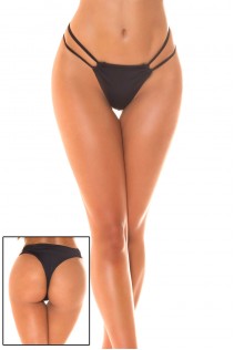Tanga bikini Koucla con doppi fianchetti. Nero Tanga bikini Koucla con doppi fianchetti. Nero