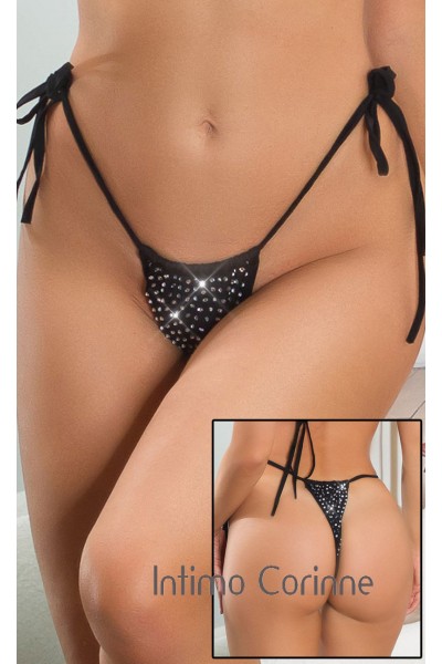 Tanga bikini con strass. Nero Tanga bikini con strass. Nero