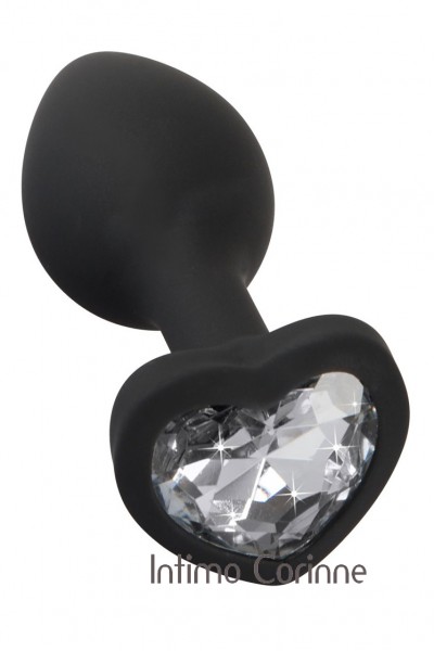 Plug in silicone con zircone a forma di cuore. Plug in silicone con zircone a forma di cuore.