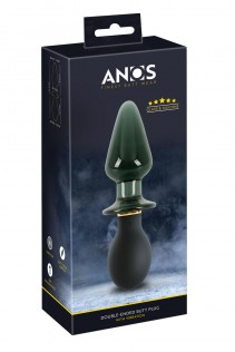 Double plug in silicone e vetro con vibrazione. Ricaricabile