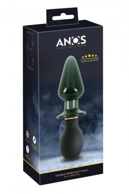 Double plug in silicone e vetro con vibrazione. Ricaricabile