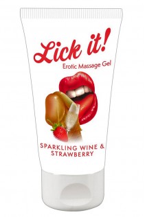 Gel massaggiante gusto fragola e spumante. 50 ml. Gel massaggiante gusto fragola e spumante. 50 ml.
