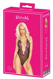 Body in pizzo ricamato con scollo a V Body in pizzo ricamato con scollo a V