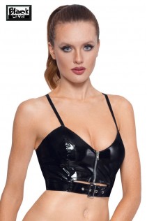 Top in vinile con zip e fibbia. Top in vinile con zip e fibbia.