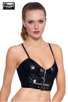 Top in vinile con zip e fibbia. Top in vinile con zip e fibbia.