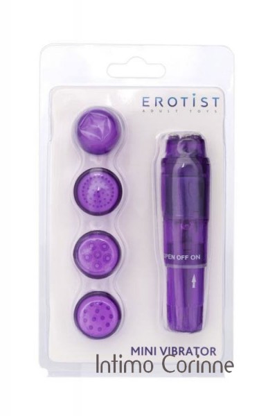 Mini massaggiatore viola con 4 testine. Mini massaggiatore viola con 4 testine.