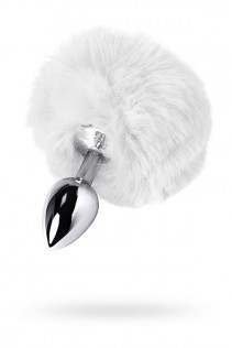 Plug in metallo argentato con peluche bianco. Plug in metallo argentato con peluche bianco.