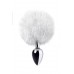 Plug in metallo argentato con peluche bianco. Plug in metallo argentato con peluche bianco.