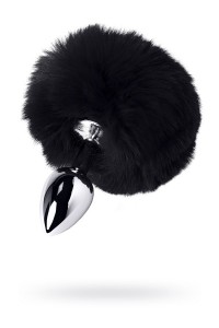 Plug in metallo argentato con peluche nero. Plug in metallo argentato con peluche nero.