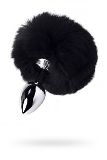 Plug in metallo argentato con peluche nero. Plug in metallo argentato con peluche nero.