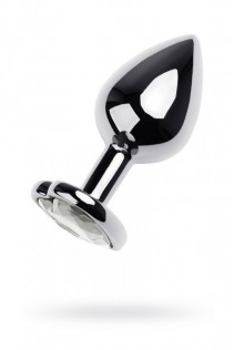 Plug in metallo argentato con gemma trasparente. Plug in metallo argentato con gemma trasparente.