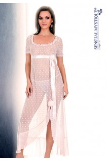 Camicia da notte bianca a pois con rose. Camicia da notte bianca a pois con rose.