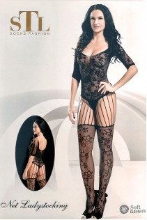 Catsuit in rete ricamata con maniche. Catsuit in rete ricamata con maniche.